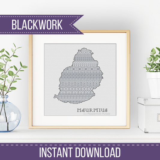 Mauritius Blackwork Pattern Blackwork Pattern by Peppermint Purple