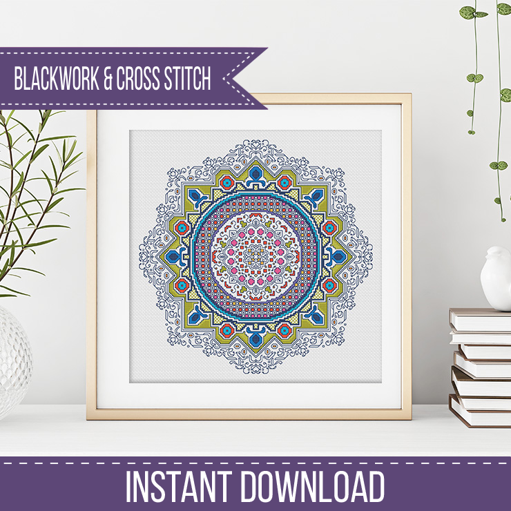 Diwali - Rangoli and Diya Blackwork Pattern by Peppermint Purple