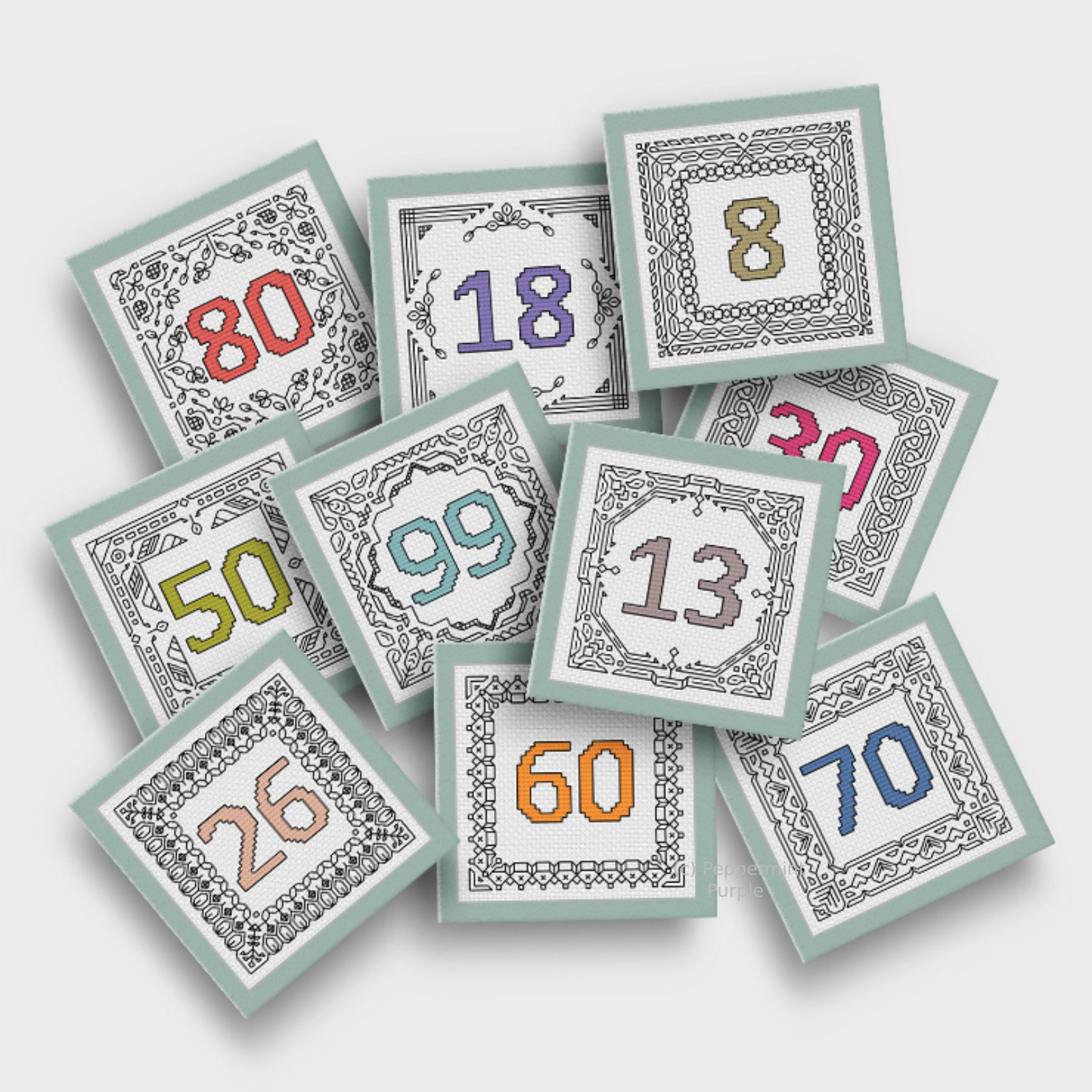 Milestone Card Set Blackwork Pattern by Peppermint Purple