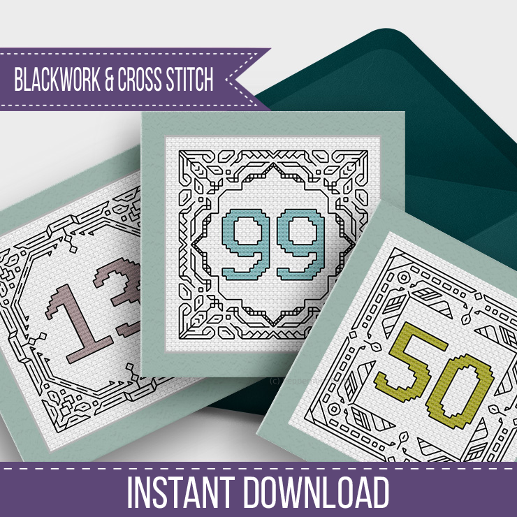 Milestone Card Set Blackwork Pattern by Peppermint Purple