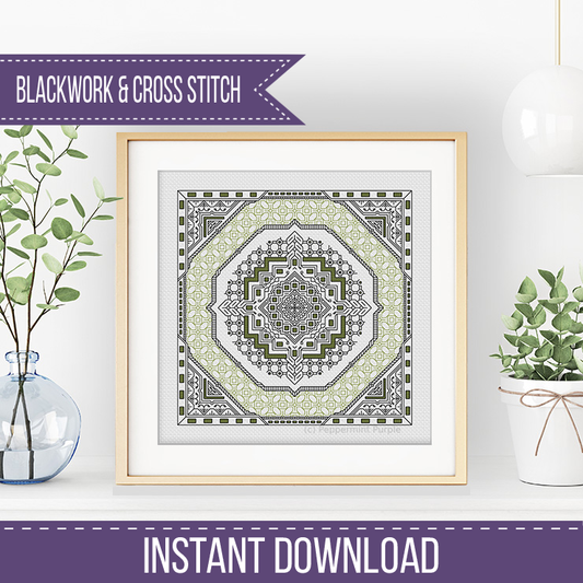 Hints of Avocado Blackwork Pattern by Peppermint Purple