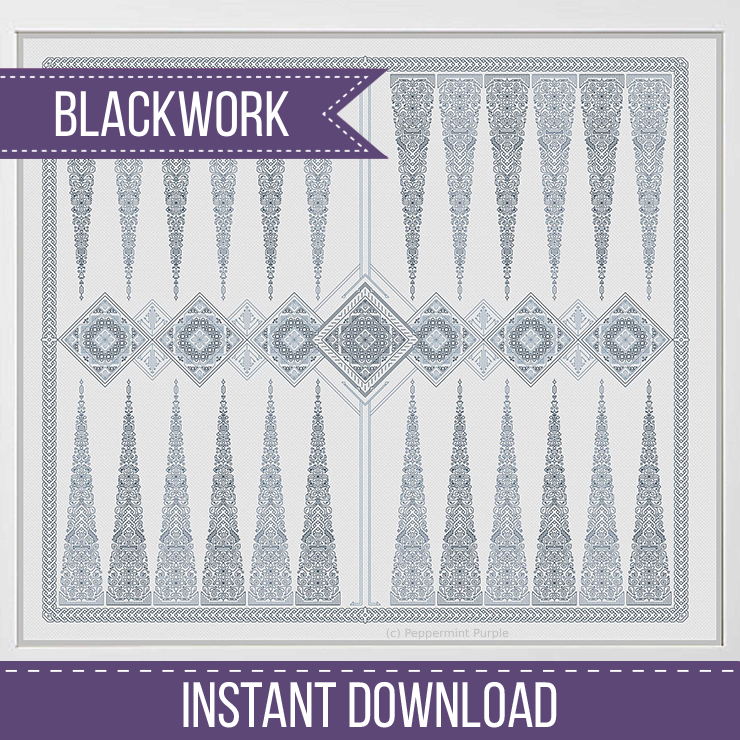 Blackwork Backgammon Blackwork Pattern by Peppermint Purple