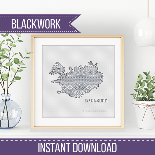 Iceland Blackwork Pattern Blackwork Pattern by Peppermint Purple