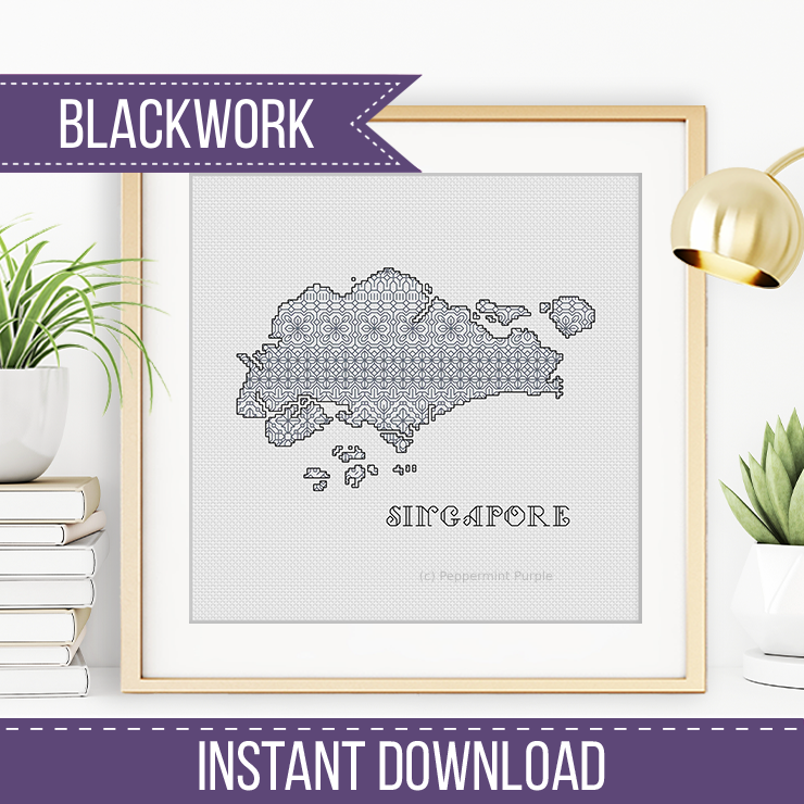 Singapore Blackwork Blackwork Pattern by Peppermint Purple