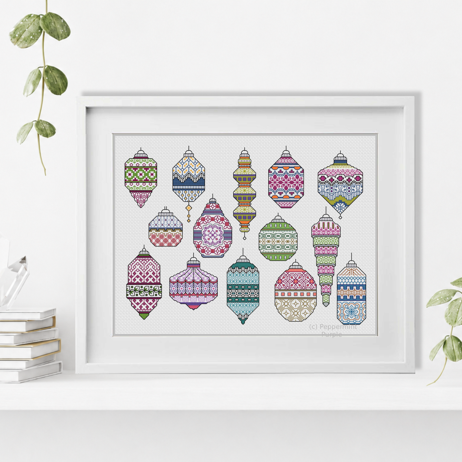 Baubles Galore - 2023 Blackwork Pattern by Peppermint Purple