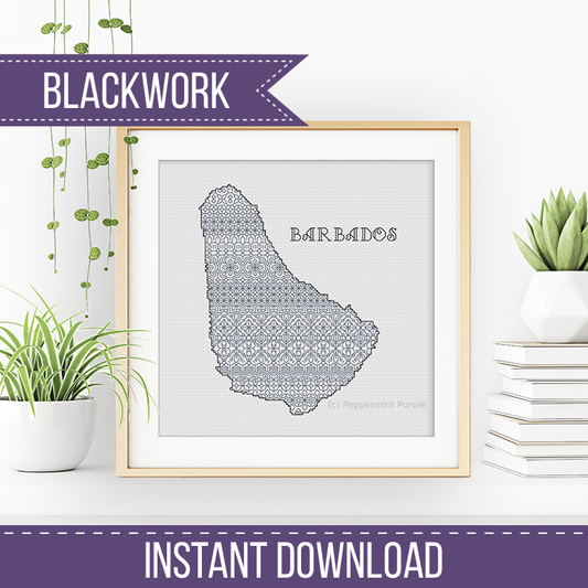 Barbados Blackwork Pattern Blackwork Pattern by Peppermint Purple