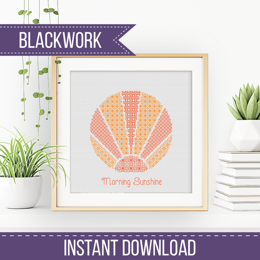 Morning Sunshine - Sunrise Blackwork Pattern by Peppermint Purple