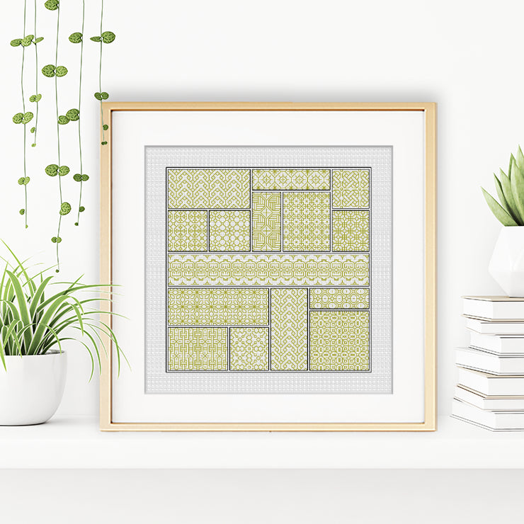 Relax in Moss Green Blackwork Pattern by Peppermint Purple