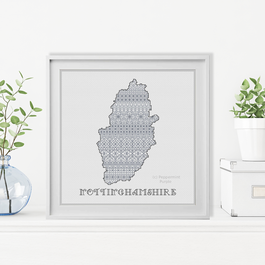 Nottinghamshire Blackwork Pattern Blackwork Pattern by Peppermint Purple