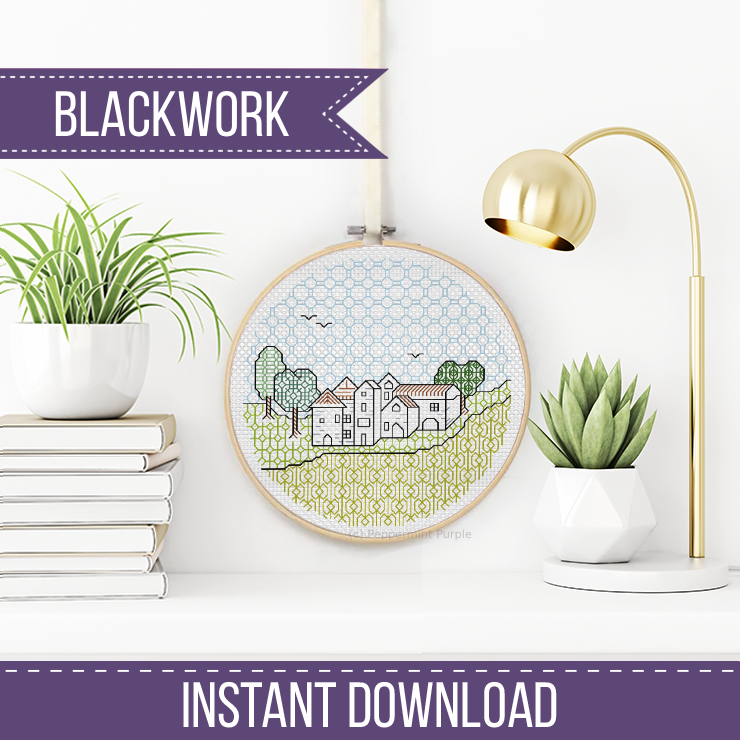 The Manor House Blackwork Pattern by Peppermint Purple