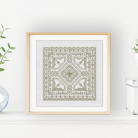 Mini Study In Olive Green Blackwork Pattern by Peppermint Purple