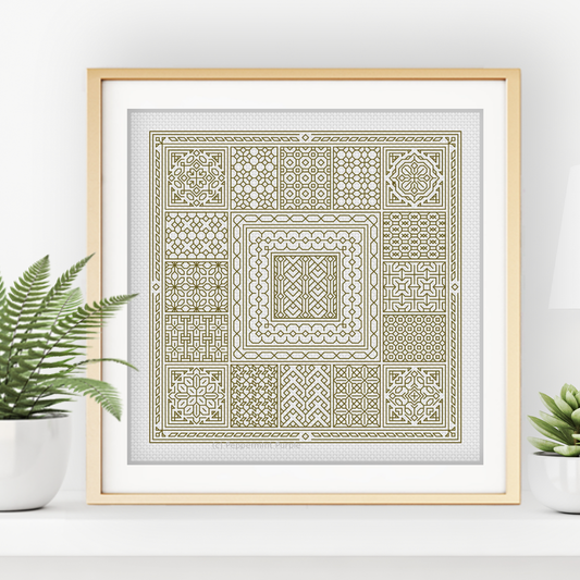 Relax in Olive Green Blackwork Pattern by Peppermint Purple