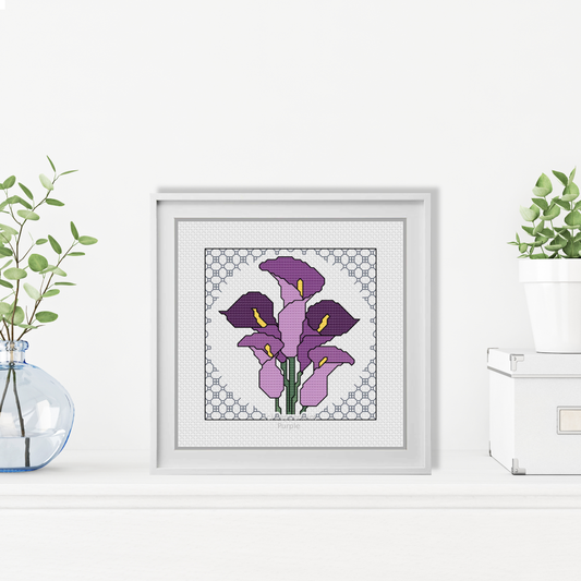 Centre Stage - Calla Lily Blackwork Pattern by Peppermint Purple