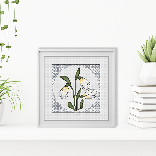 Centre Stage - Snowdrops Blackwork Pattern by Peppermint Purple