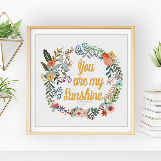 You are my sunshine Cross Stitch Pattern by Peppermint Purple