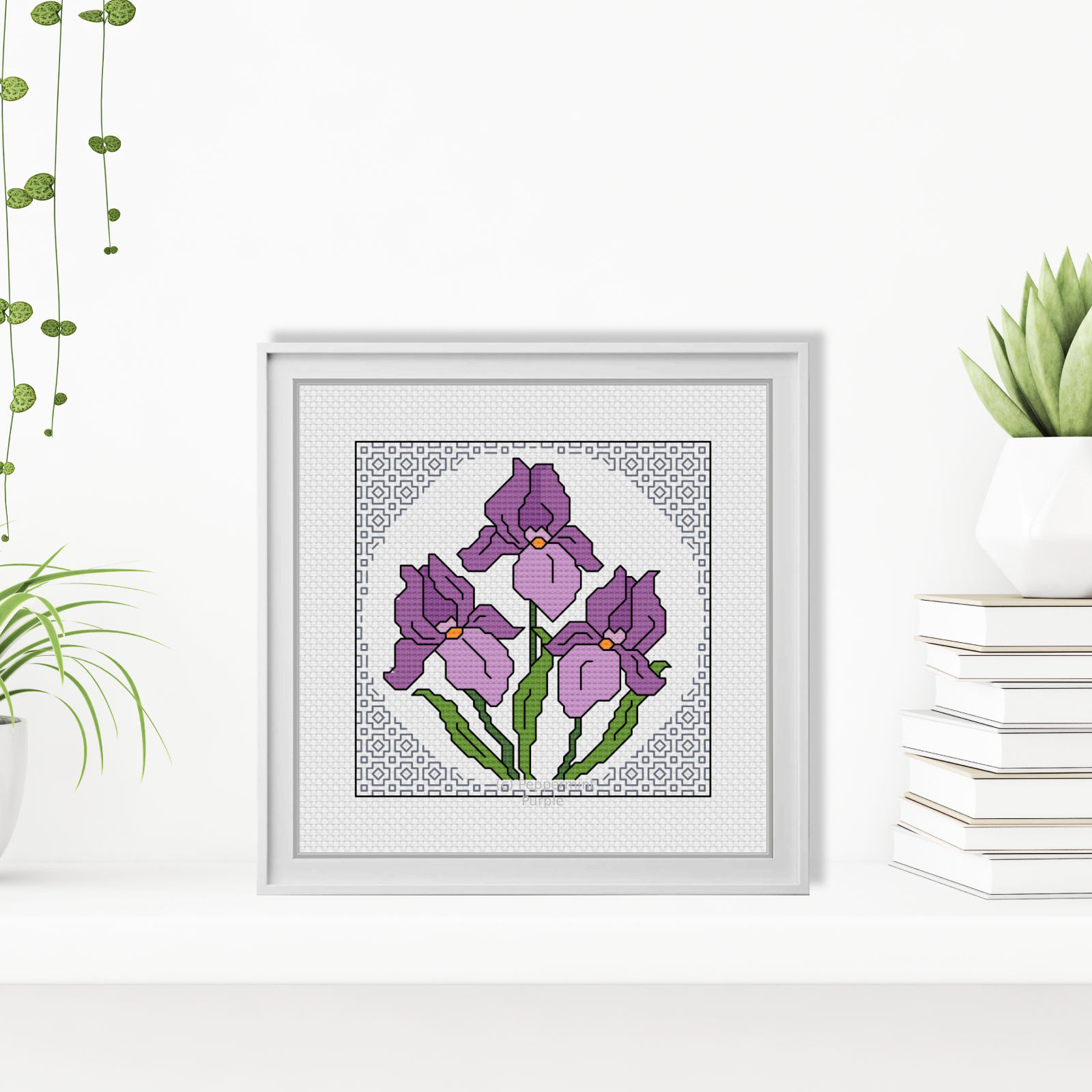 Centre Stage - Iris Blackwork Pattern by Peppermint Purple
