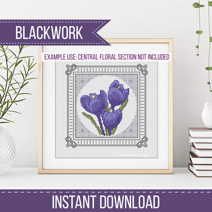 Centre Stage - Border 5 Blackwork Pattern by Peppermint Purple