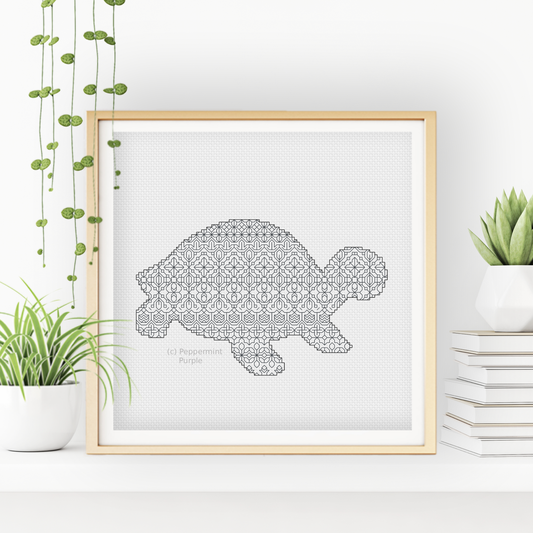 Blackwork Turtle Blackwork Pattern by Peppermint Purple