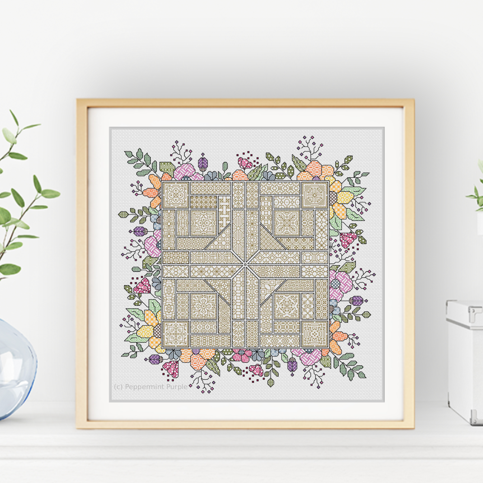 2024 SAL - Floral Blackwork Pattern by Peppermint Purple