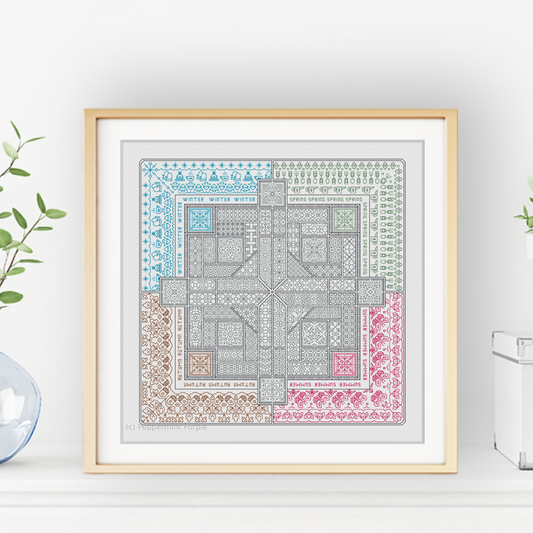 2024 SAL - 4 Seasons Blackwork Pattern by Peppermint Purple