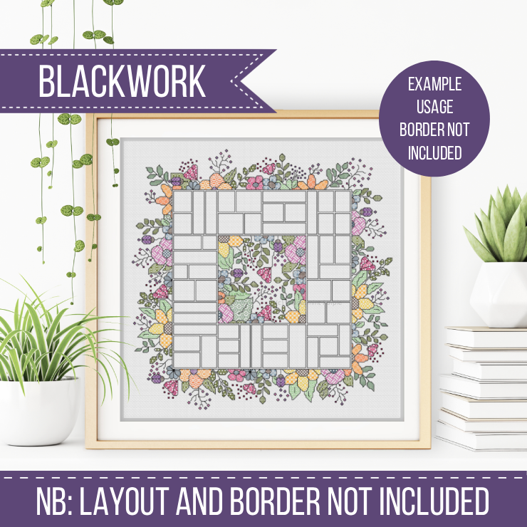 Centre Stage - Floral Blackwork Pattern by Peppermint Purple