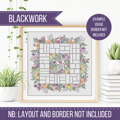 Centre Stage - Floral Blackwork Pattern by Peppermint Purple