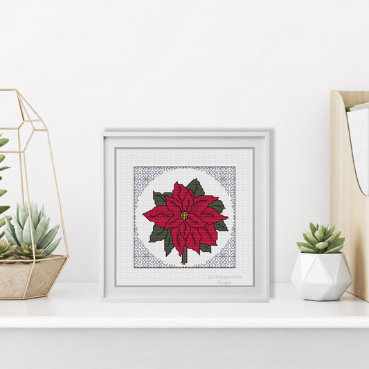 Centre Stage - Poinsettia Blackwork Pattern by Peppermint Purple