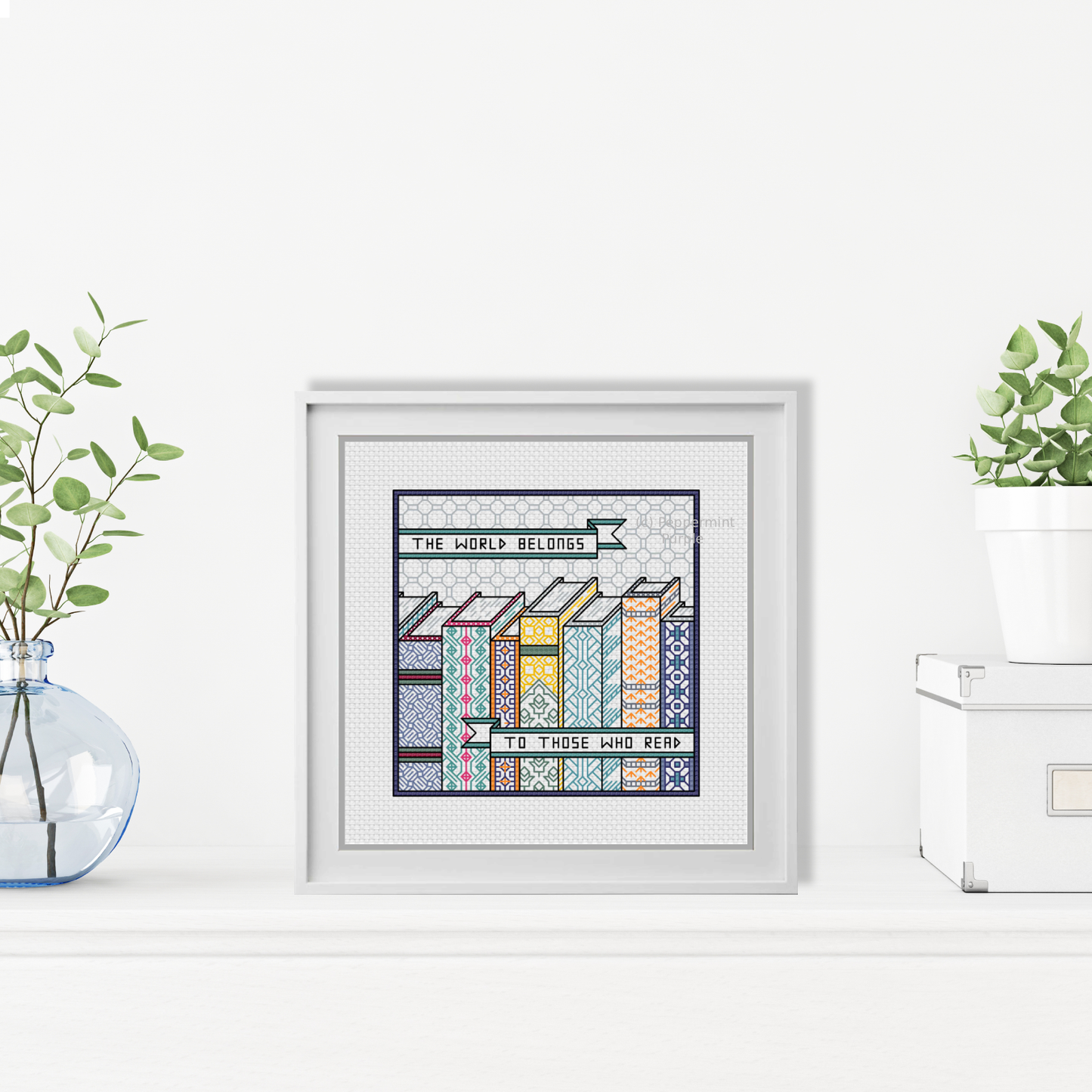 Centre Stage - Books Blackwork Pattern by Peppermint Purple