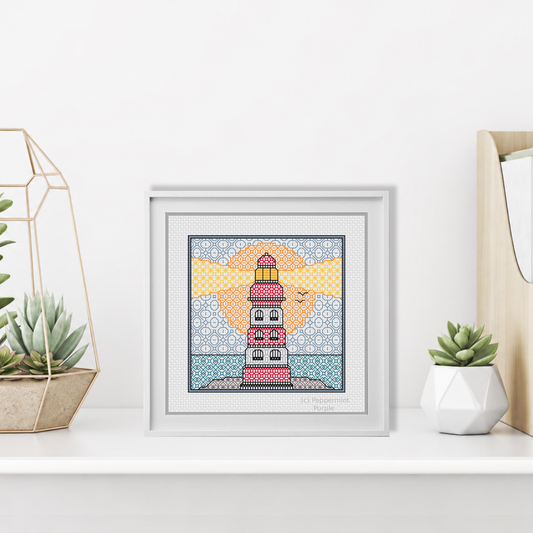 Centre Stage - Lighthouse Blackwork Pattern by Peppermint Purple