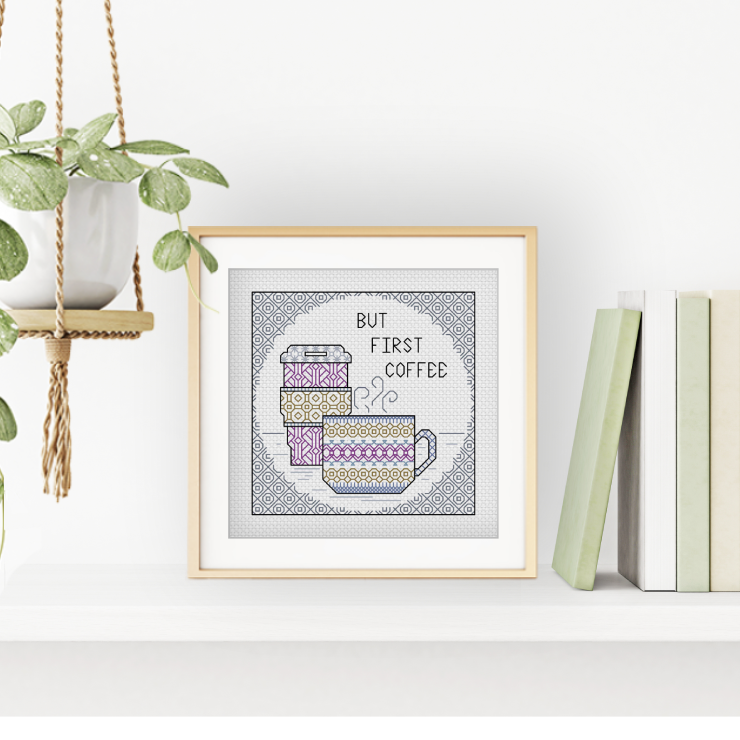 Centre Stage - Coffee Blackwork Pattern by Peppermint Purple