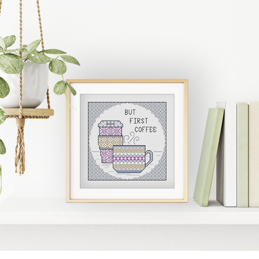 Centre Stage - Coffee Blackwork Pattern by Peppermint Purple