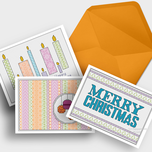 Christmas Card Set Blackwork Pattern by Peppermint Purple