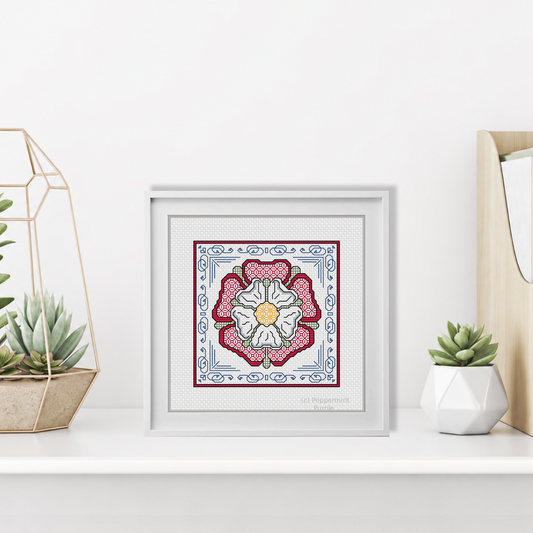 Centre Stage - Tudor Rose Blackwork Pattern by Peppermint Purple