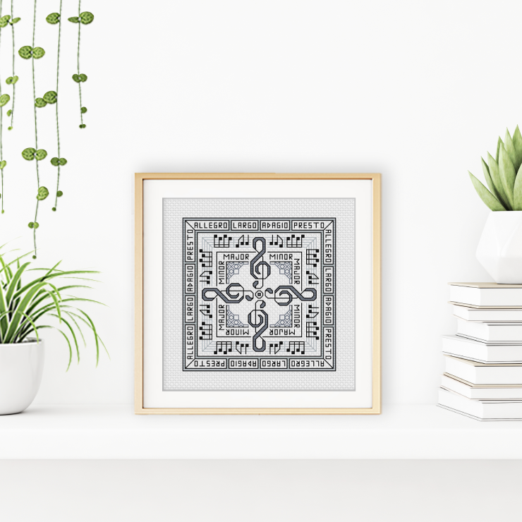 Centre Stage - Musical Clefs Blackwork Pattern by Peppermint Purple