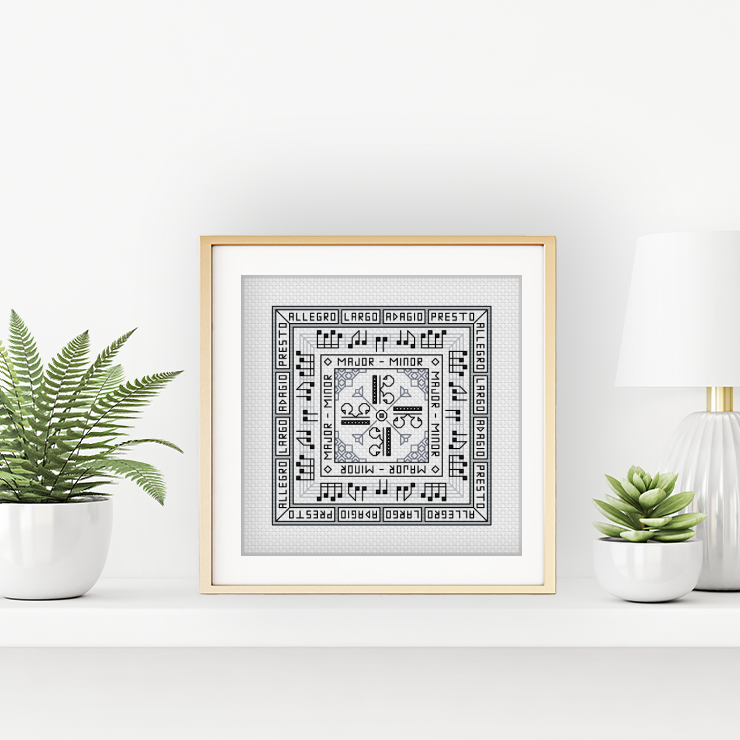 Centre Stage - Musical Clefs Blackwork Pattern by Peppermint Purple