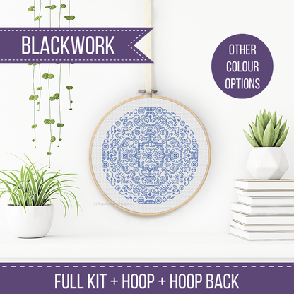 Mandala Hoop Kit Blackwork Kit by Peppermint Purple