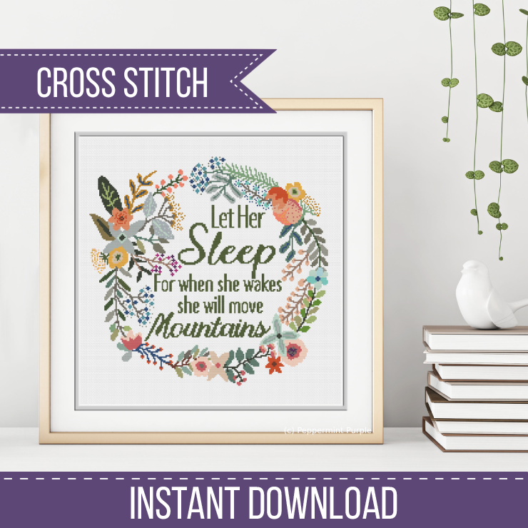 Let Her Sleep counted Cross-Stitch Chart Cross Stitch Pattern by Peppermint Purple