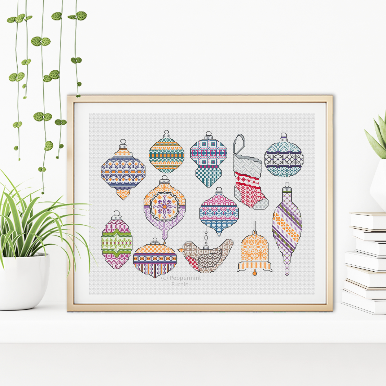 Baubles Galore - 2025 Blackwork Pattern by Peppermint Purple