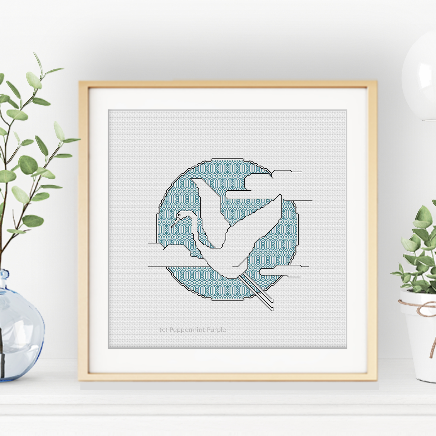 The Cranes - 3 designs Blackwork Pattern by Peppermint Purple