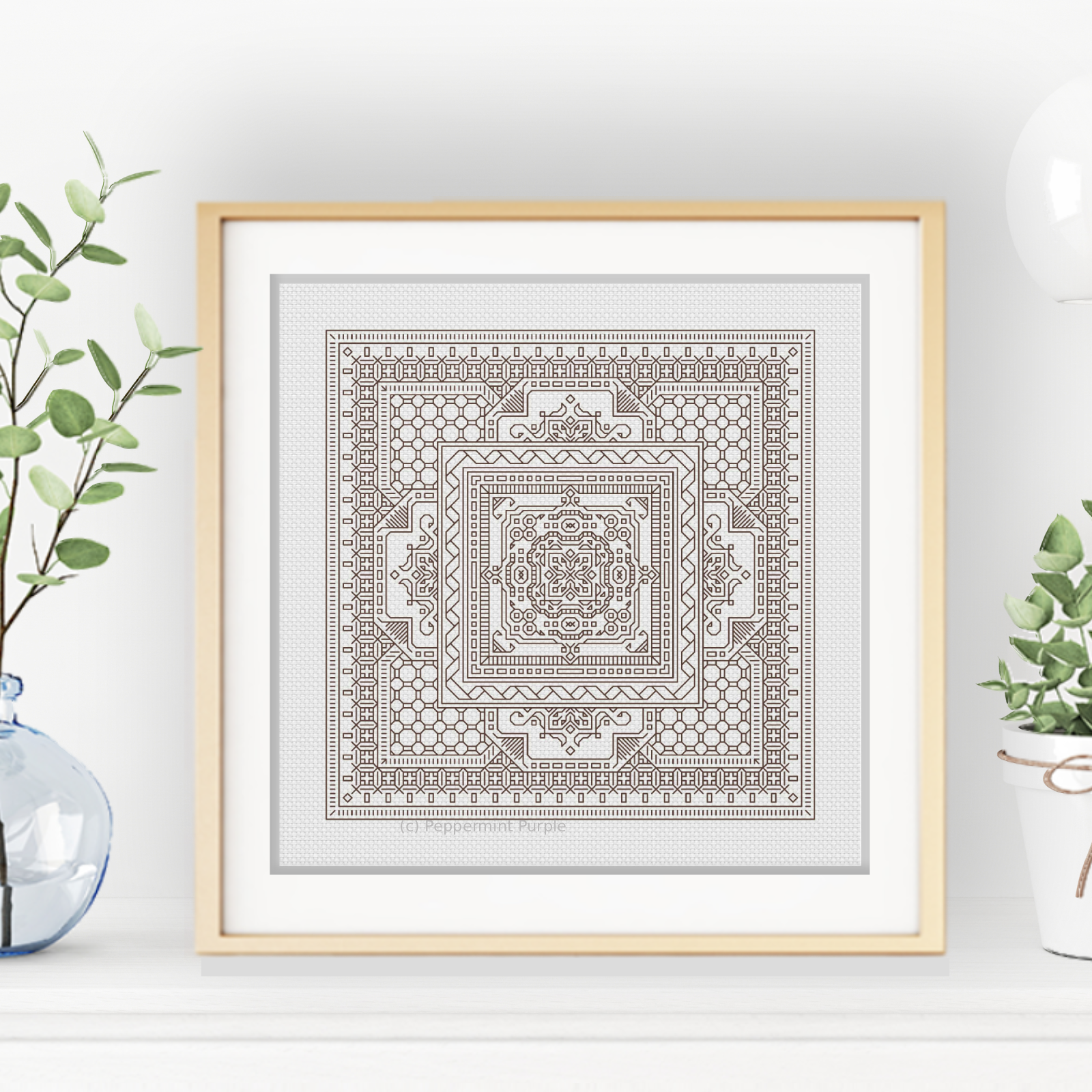 Study In Beige Brown Blackwork Pattern by Peppermint Purple