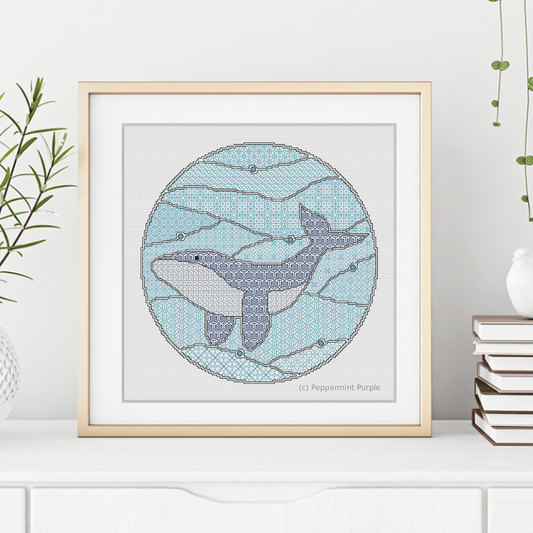 Whale Blackwork Pattern by Peppermint Purple