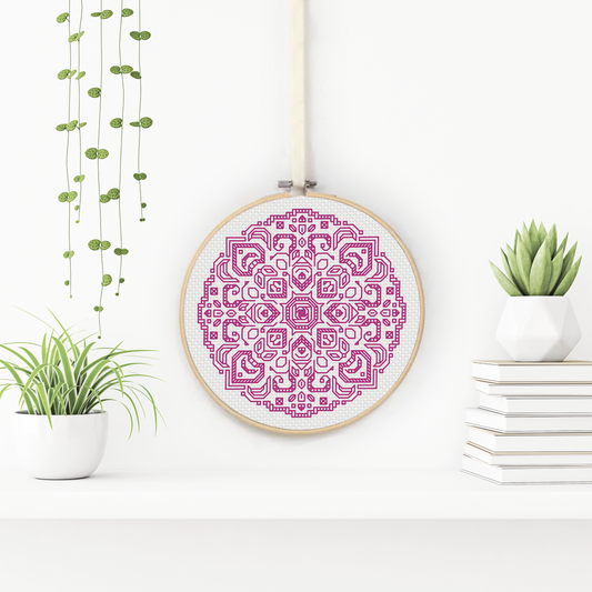 Mandala In Plum Blackwork Pattern by Peppermint Purple