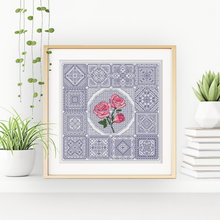 Dutch Tiles - Rose Blackwork Pattern by Peppermint Purple