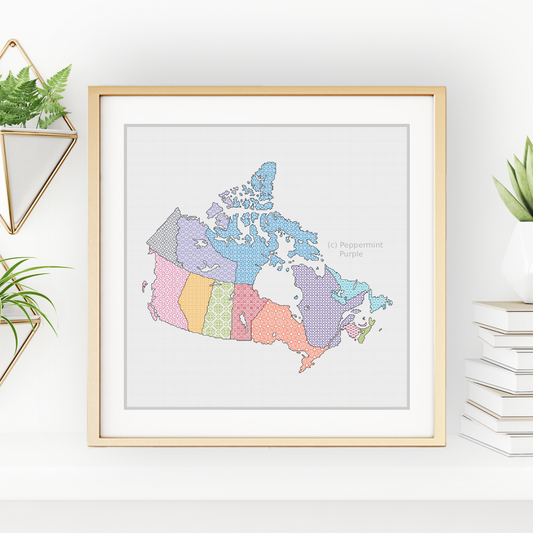 Canada Blackwork Map Blackwork Pattern by Peppermint Purple