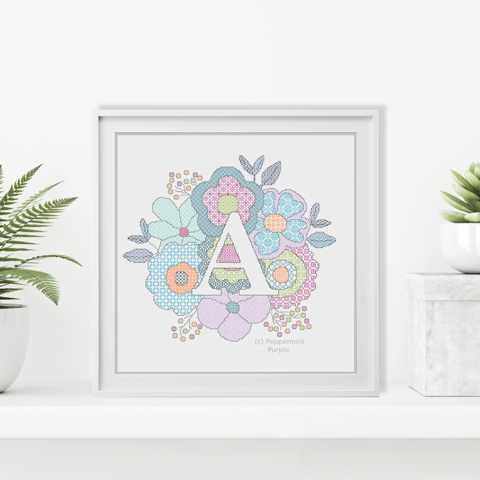 Floral Letters Blackwork Pattern by Peppermint Purple