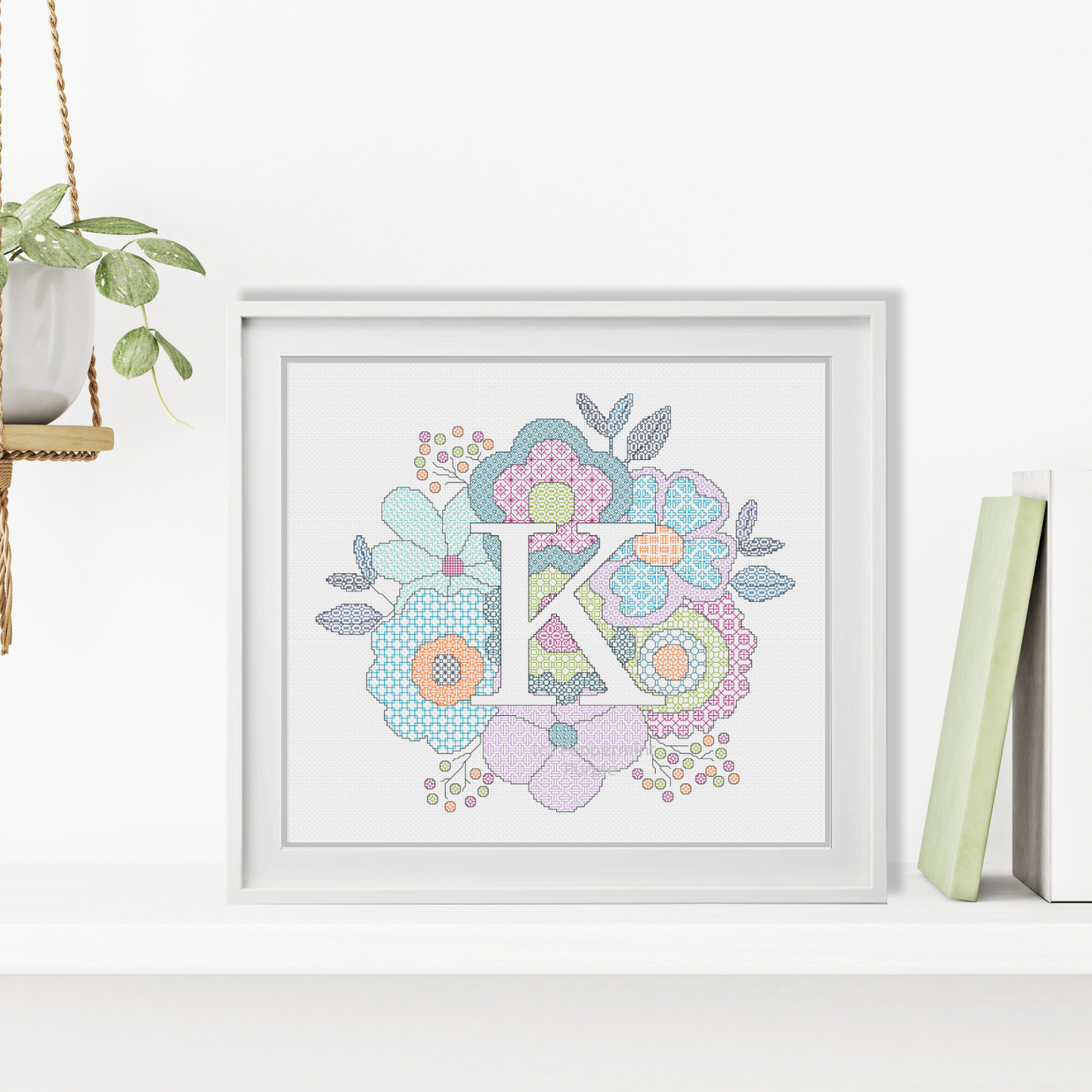 Floral Letters Blackwork Pattern by Peppermint Purple