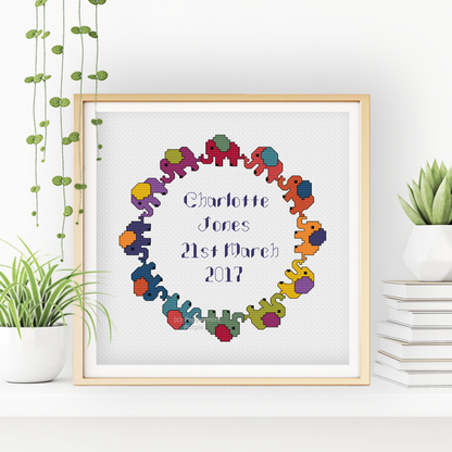 Baby Elephant Pattern Cross Stitch Pattern by Peppermint Purple