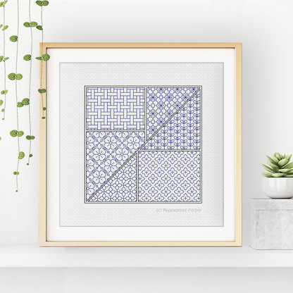 Blackwork Starter Kit - Tangram Blackwork Kit by Peppermint Purple