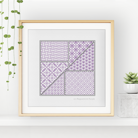 Blackwork Starter Kit - Tangram Blackwork Kit by Peppermint Purple