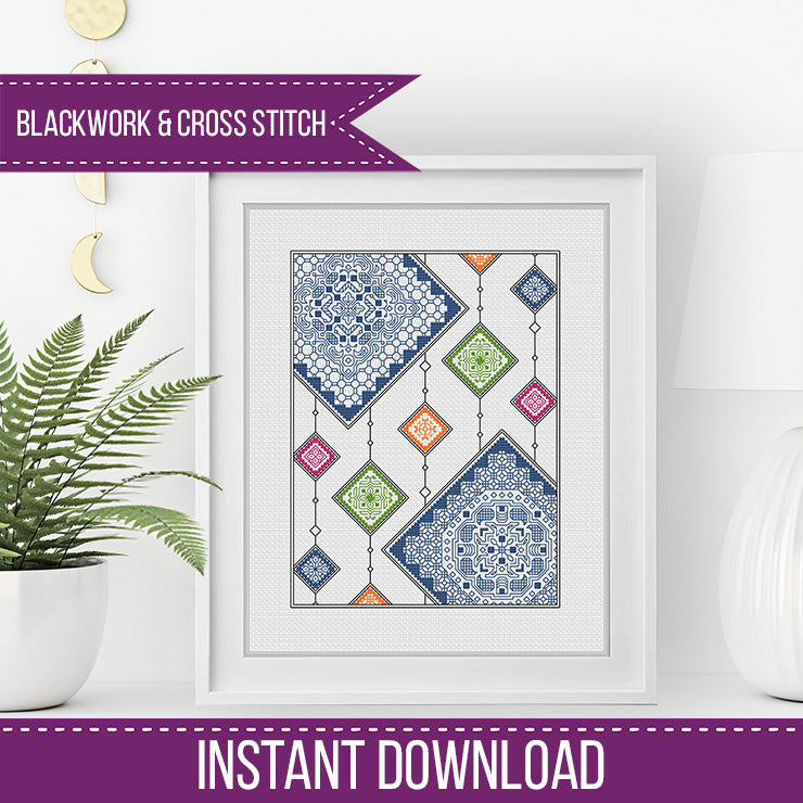 Diamond Strings - Blackwork Patterns & Cross Stitch by Peppermint Purple